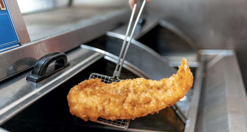 fried fish with safe oil management procedures