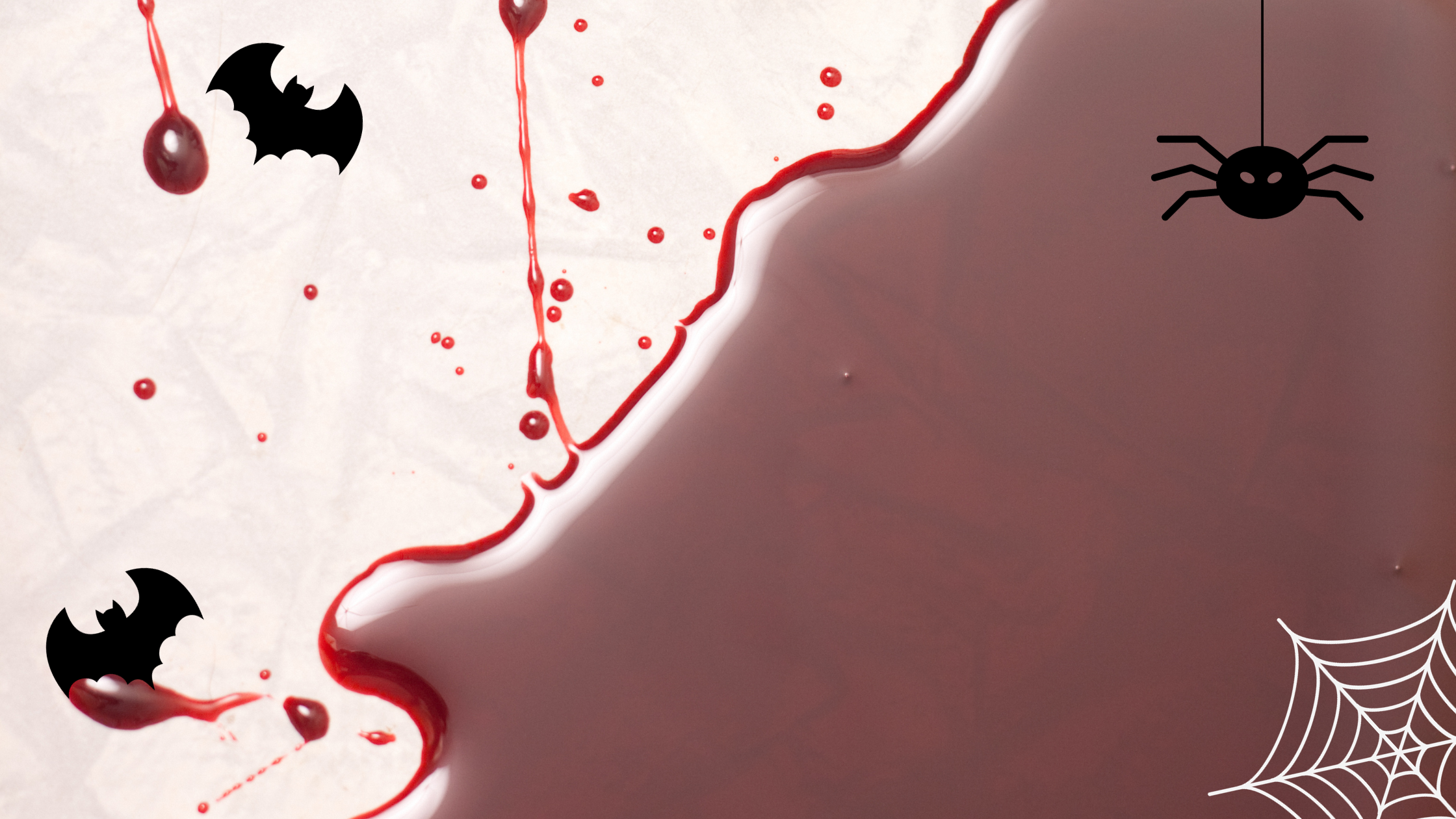 Halloween creepy food ideas: Blood. Image is of a blood pool on the floor