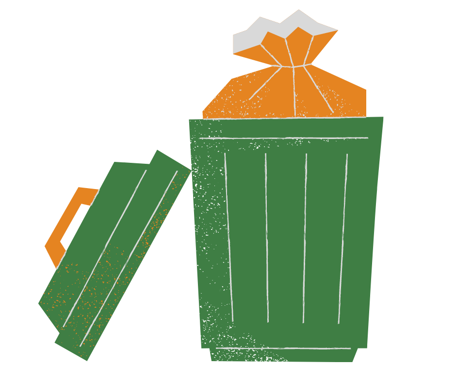 Icon of a bin with food waste with food safety and sustainability