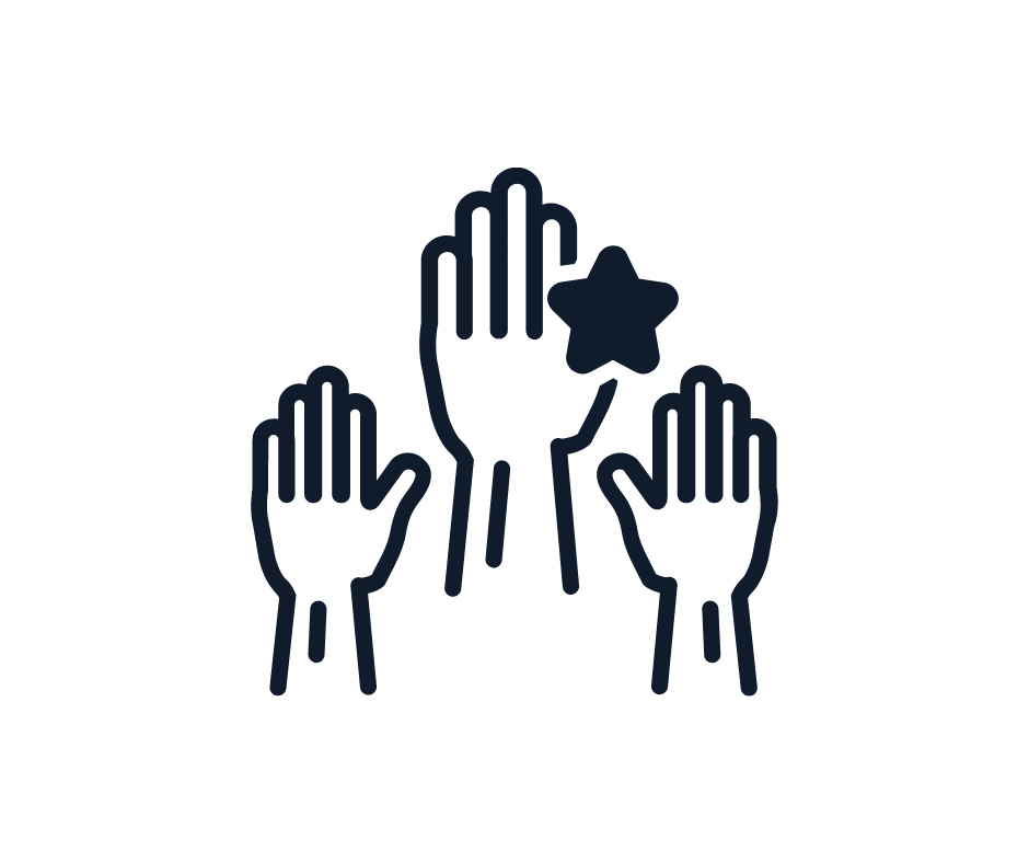 Icon of hands up to illustrate accountability in the allergen practices