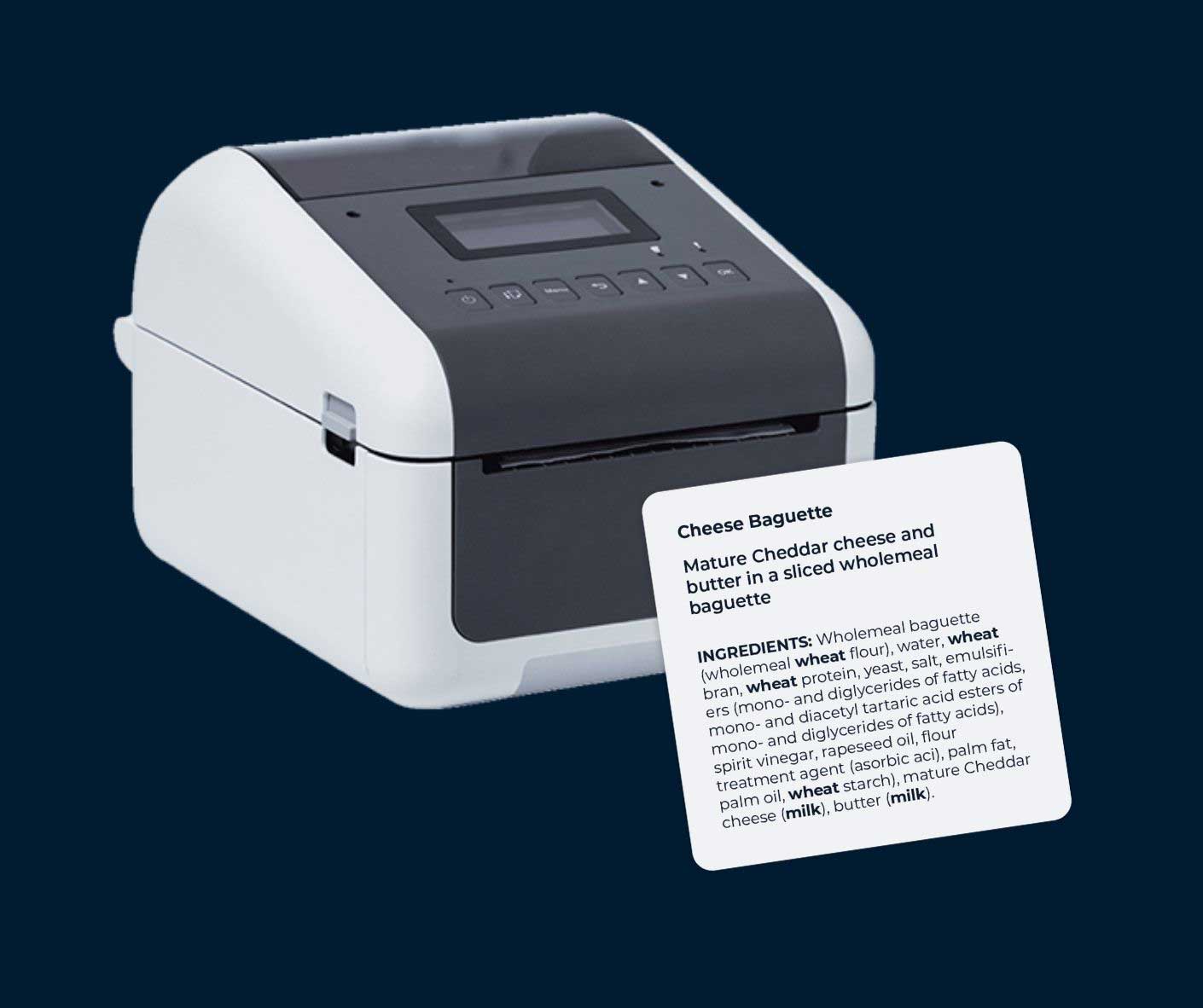 allergen printer with a printable allergen label