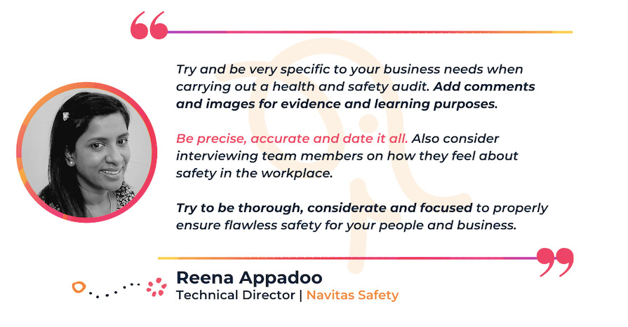 Guidance quote from Reena on how to score and conduct a safety audit