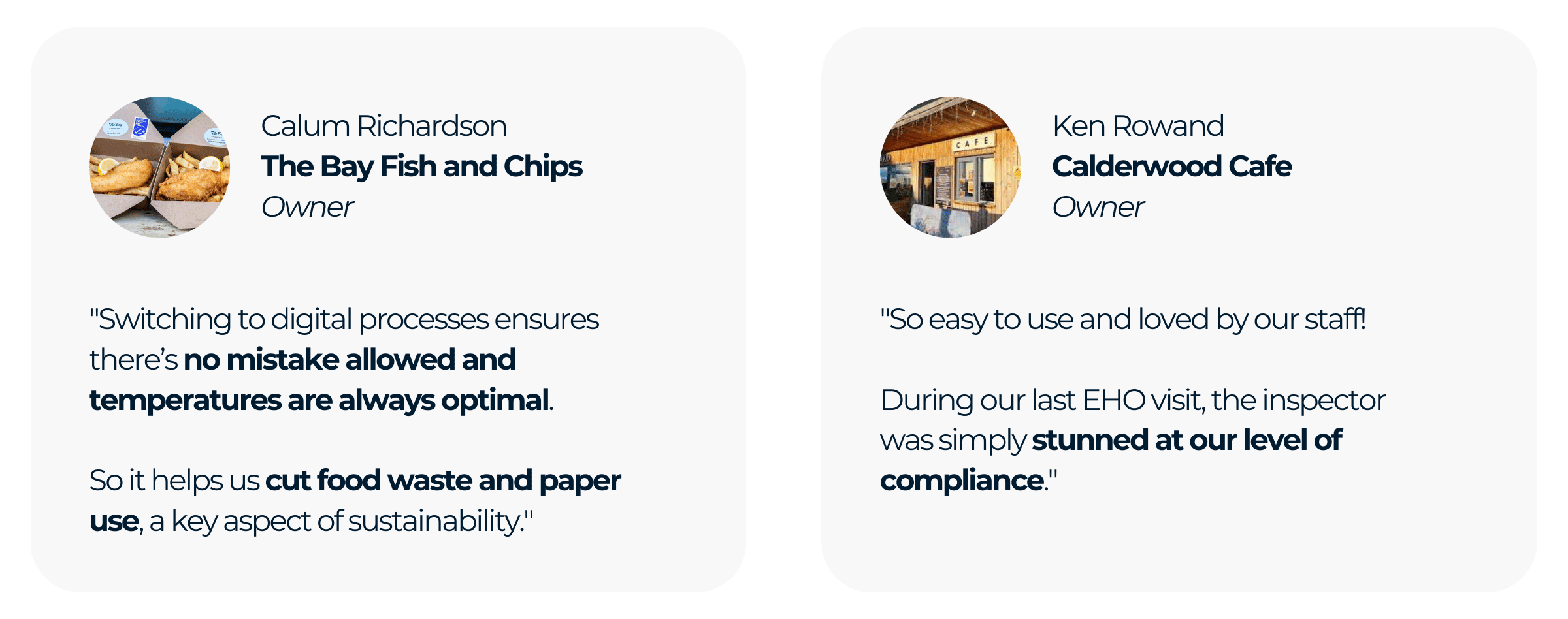 Case studies about Digital Food Safety from The Bay Fish and Chips and Calderwood Cafe