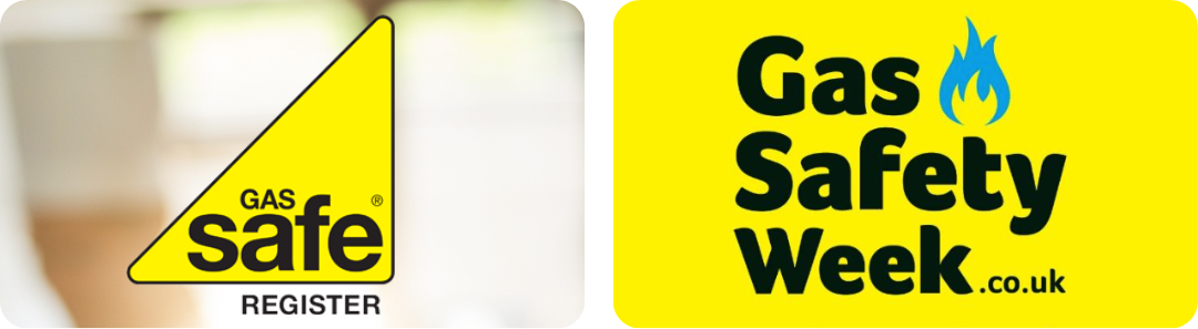 The gas safe register badge and a gas safety week poster